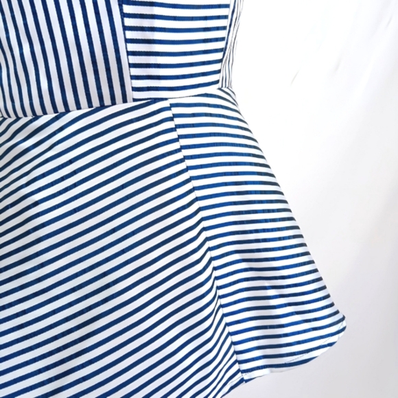 NWT Banana Republic Navy Striped One-Shoulder Peplum Top White Flare Size 0 - Picture 5 of 7